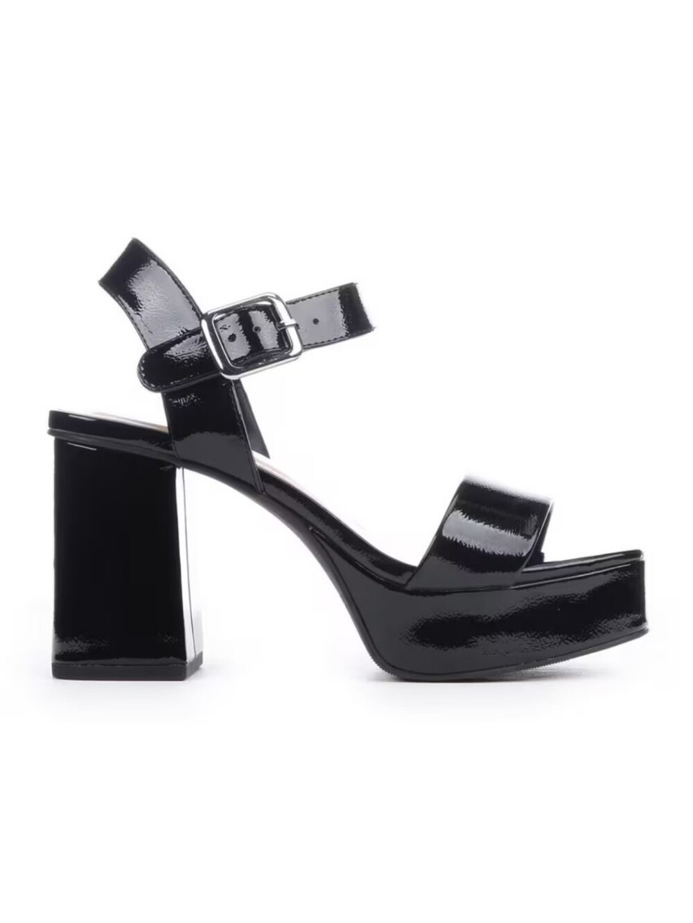 Soda "Macey" Black Patent Platform Block Heel Sandals Sz 10